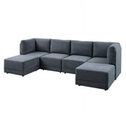 Partner Furniture Polyester Fabric 116" Wide Modular Sectional in Gray