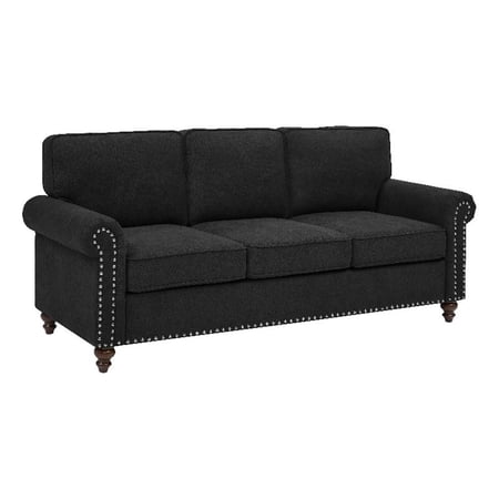 Partner Furniture Polyester Fabric 78" Wide Sofa in Black