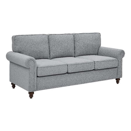 Partner Furniture Polyester Fabric 78" Wide Sofa in Light Gray