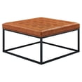 thumbnail image 1 of Partner Furniture Square Faux Leather Tufted Cocktail Ottoman in Orange Brown, 1 of 7