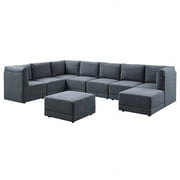Partner Furniture144" Wide Polyester Blend Fabric Modular Sectional in Gray