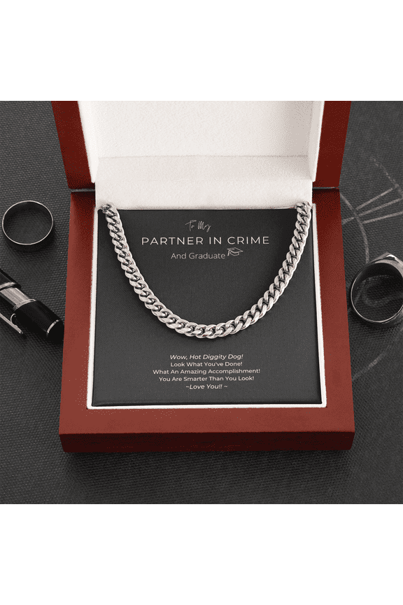 Partner In Crime Love You Cuban Link Chain Necklace Graduation