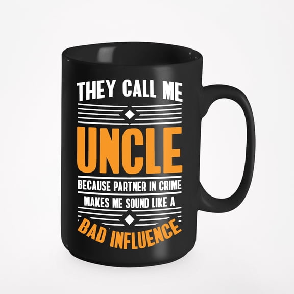 Partner in Crime Sounds Bad Cup, Favorite Cool Uncle, Black 15oz Ceramic Mug