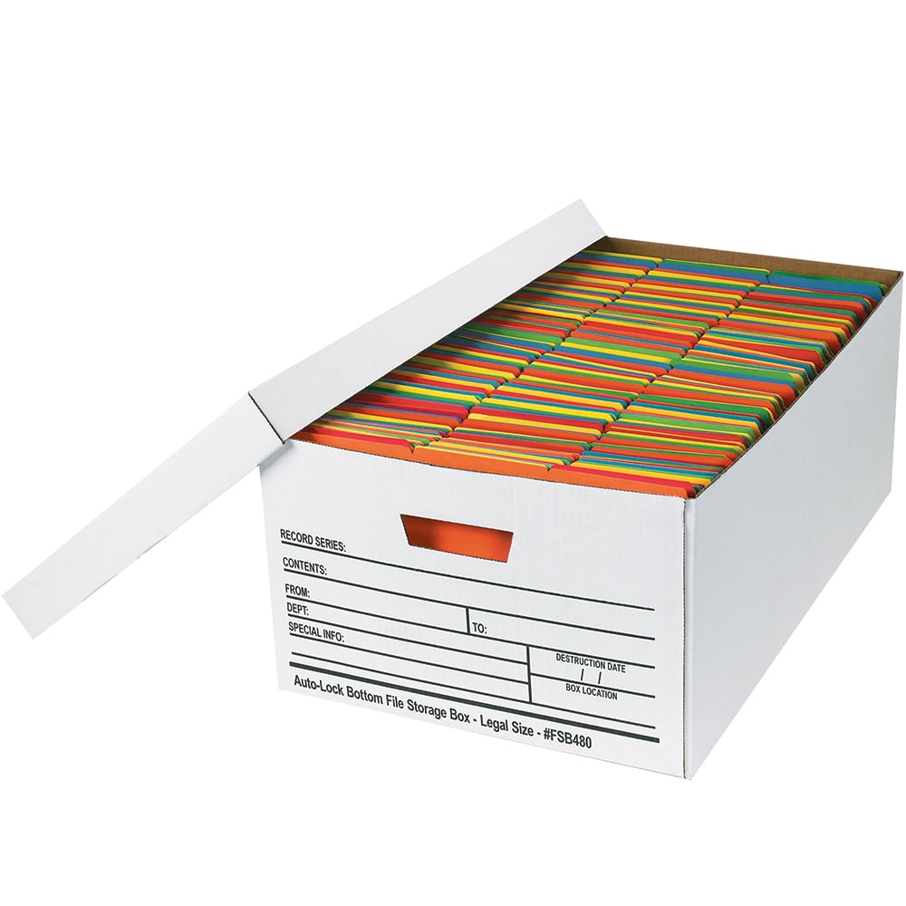 White Auto-Lock Bottom File Storage Box, 24 x 15 x 10 inches