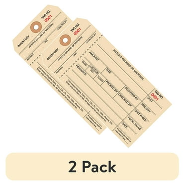 (2 pack) Partners Brand Inventory Tags,Stub,6 1/4x3 1/8",PK1000 G18051