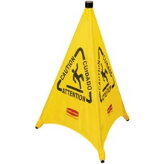 Partners Brand JAN107 3-Sided Multilingual Pop-Up Cone Wet Floor Safety Cone, Yellow