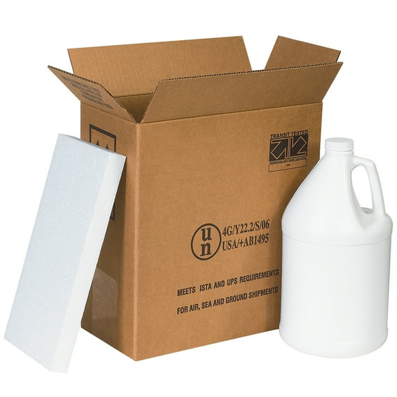 Office Depot® Brand Plastic Jug Shipper Kit, Two 1-Gallon Jugs, 12"L x 6"W x 12 3/4"H, Kraft/White