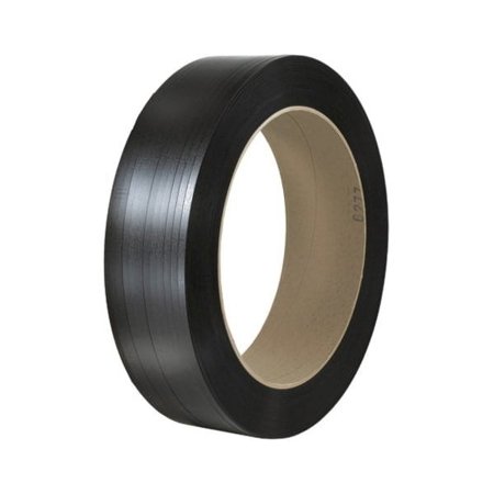 Smooth Polyester Strapping, 5/8" Wide x .025 Gauge, 4,400', 16" x 6" Core, 900 Lb. Break Strength, Black