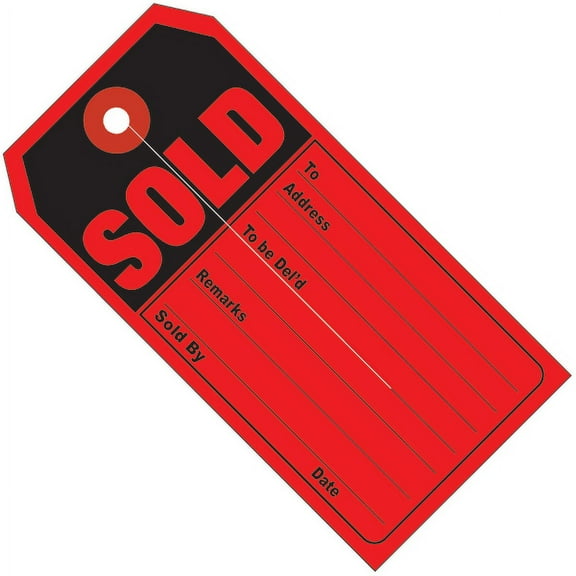 Box Partners G26010 4.75 x 2.38 in. Sold Retail Tags, Red & Black - Case of 500