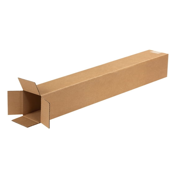 Partners Brand Tall Corrugated Boxes 4" x 4" x 28" Kraft 25/Bundle BS040428