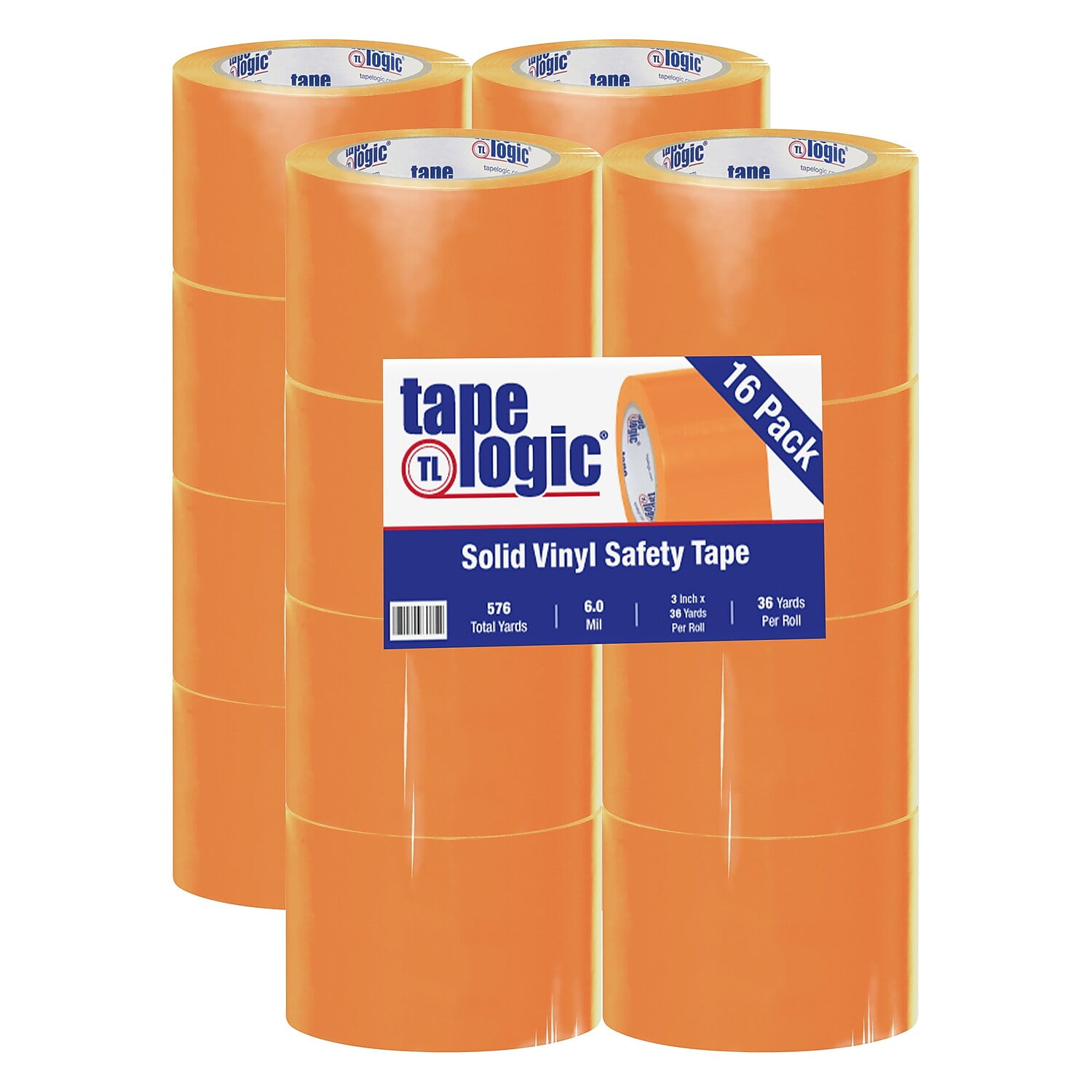 Tape Logic Solid Vinyl Safety Tape 6.0 Mil 3" x 36 yds. Orange 16/Case T9336O