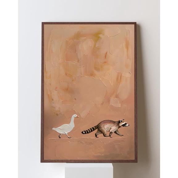 Partners In Crime Goose And Poster, Apartment Art Decor, Animal Friends, Quirky Wall Art, Minimalist Impasto, Unframed Poster Size 8x12