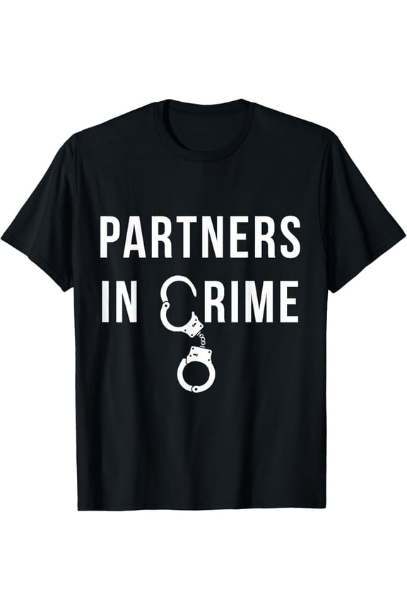 Partners in Crime Cool Matching Couple Gift T-ShirtMen and women, Black T-shirt, size: Extra large