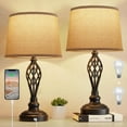 thumbnail image 1 of Partphoner 23.5'' Tall Farmhouse Living Room Bedside Table Lamps Set of 2 with 3-Color Temperature, 1 of 10