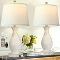 thumbnail image 1 of Partphoner 26" Tall Set of 2 Farmhouse Living Room Table Lamps with USB C+A Fast Charging Ports, 1 of 9
