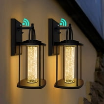 Partphoner Dusk to Dawn Modern Outdoor Wall Lights 2 Pack, with Crystal Bubble Glass
