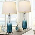 thumbnail image 1 of Partphoner Modern Blue Glass Control Table Lamps Set of 2, 3-Way Dimmable Touch with Dual USB Ports, 1 of 6