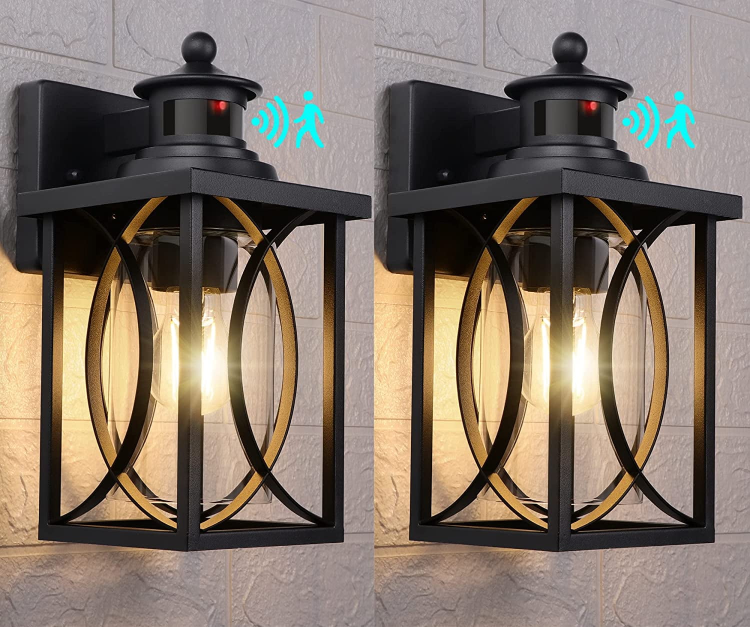 19 LED Outdoor Wall or Porch Lantern with Dusk to Dawn Sensor