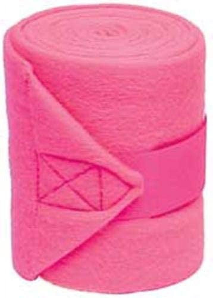 Partrade 056025 Pol0 Fleece Bandages for Horses Pink, 9 Foot / 4 Pack