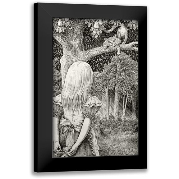 Partridge, Brian 10x14 Black Modern Framed Museum Art Print Titled - Alice with Cheshire Cat