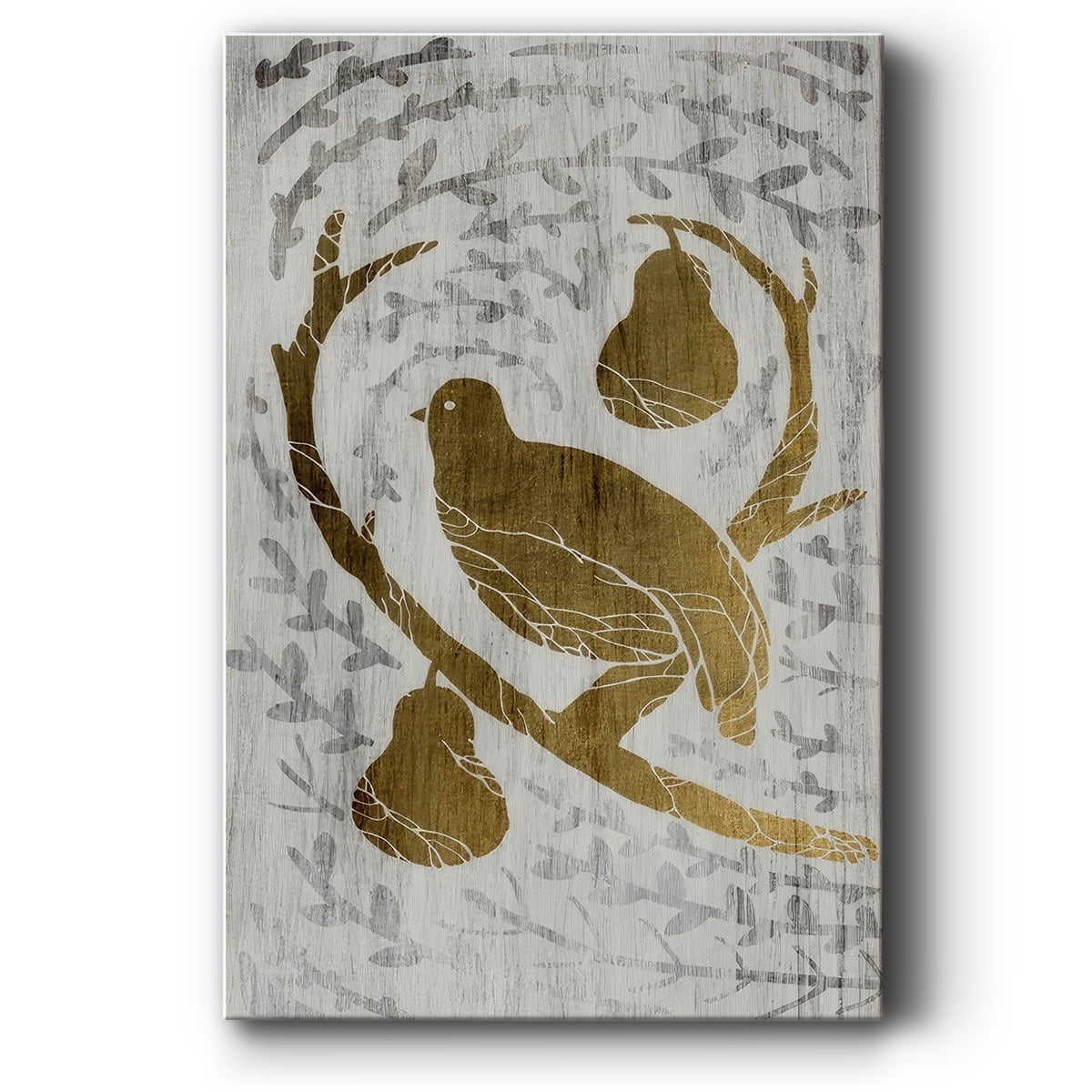 Partridge in a Pear Tree - Gold Leaf Holiday- Gallery Wrapped Canvas