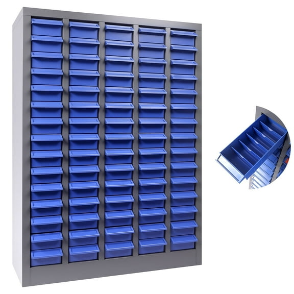 Parts Cabinet, Parts Cabinet, Bolt and Nut Tool Storage Cabinet with 75 Drawers, Heavy-Duty Build, Stackable Design and Clear Drawer Labels for Tool Hardware Storage Garage, Hobby Room