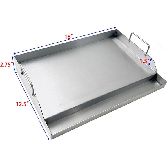 Parts DS126 Stainless Steel BBQ Cooking Griddle, 18.1" x 12.5" x 2.8", Heavy Duty Outdoor Cooking Tool for Gas Grills