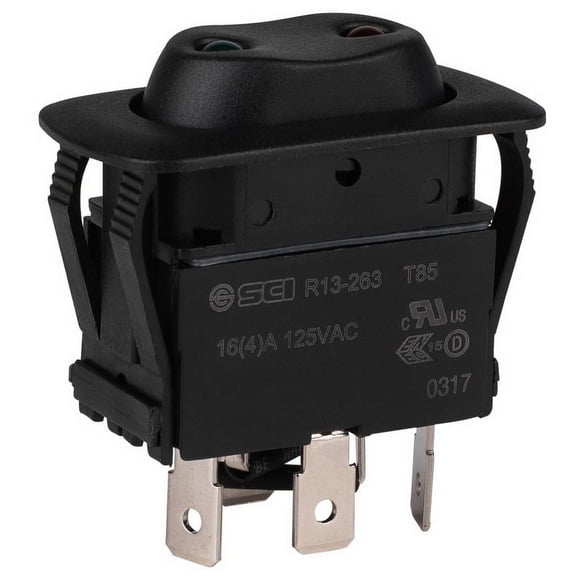 Parts Express SPDT Red/Green LED Snap-In Mount Rocker Switch 125VAC 16A 3/4HP