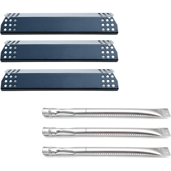 Parts Kit DG255 Replacement for Sunbeam,,Grill Master 720-0737 720-0697 Gas Grill Repair Kit (3-Pack) Stainless Steel Burners & Porcelain Steel Heat Plates