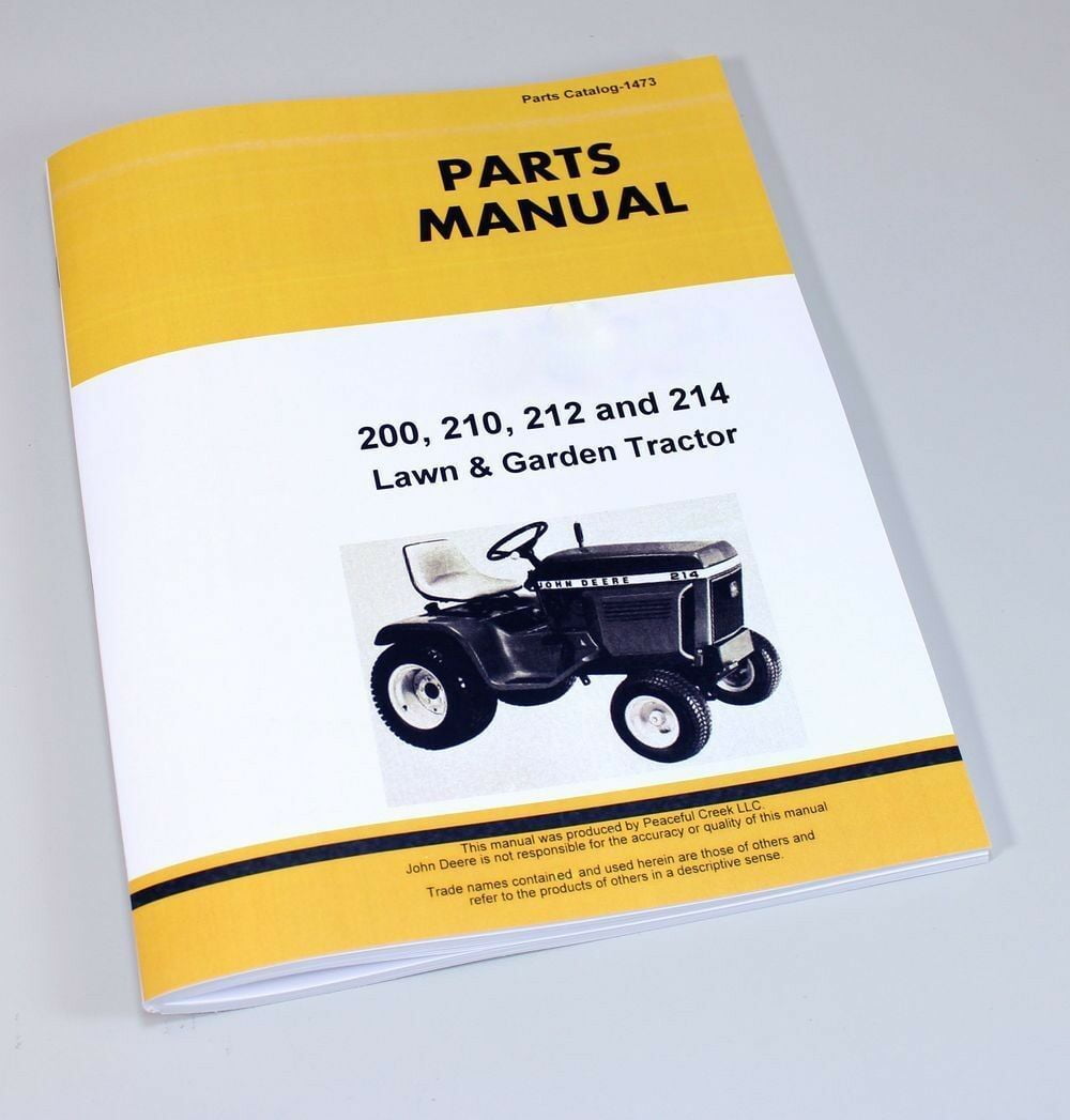 Parts Manual For John Deere 200 210 212 214 Lawn Mower Garden Tractor  Catalog 