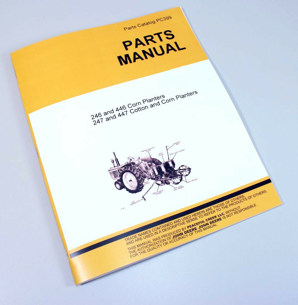 Parts Manual For John Deere 246 446 247 447 Corn Planter Catalog