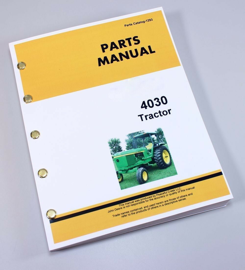 Parts Manual For John Deere 4030 Tractor Catalog Assembly Exploded Views Numbers