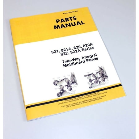 Parts Manual John Deere 820A 821A 822A 2-Way Integral Moldboard Plow Catalog