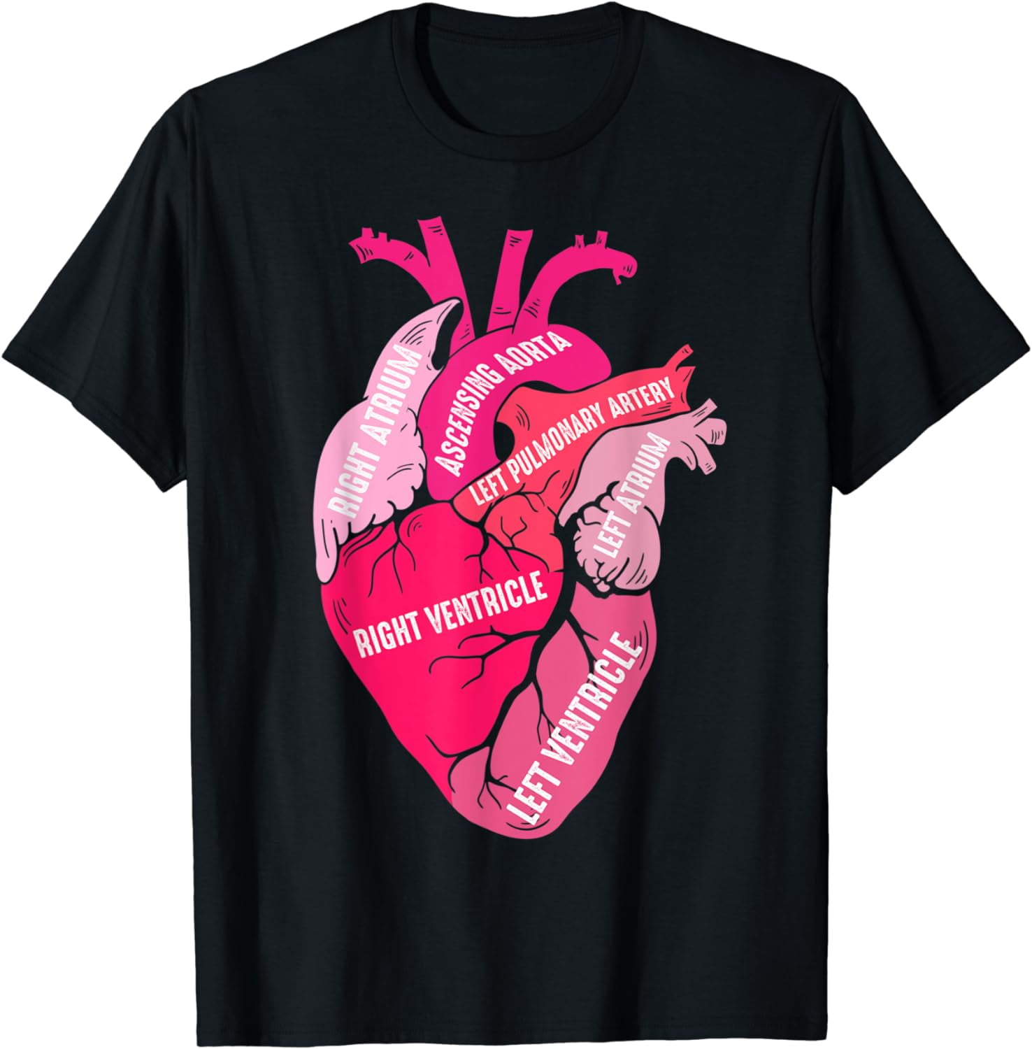 Parts Of Heart Cardiology Men Women Anatomical Cardiac TShirt