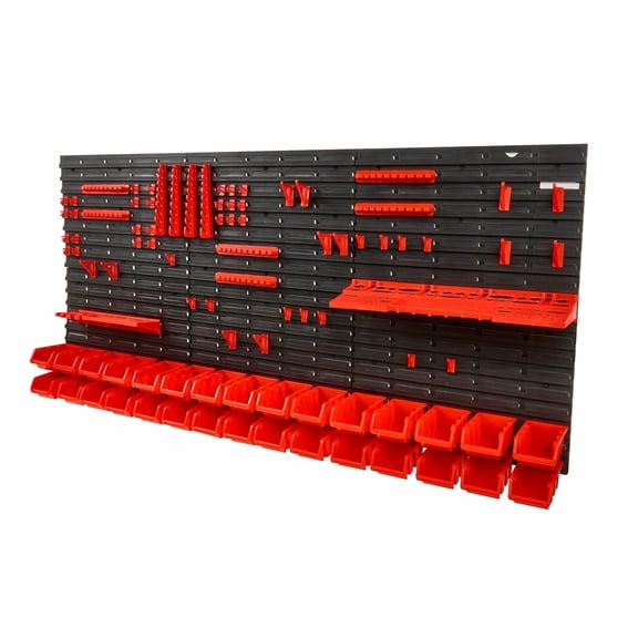 Parts Organizer Wall Mounted, 30-Bin Rack for Garage & Shop Tools, Small Parts Storage, Tool Holders - Black & Red