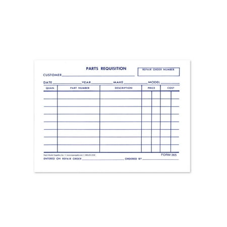 Parts Requisition Short Form - Pack of 1,000