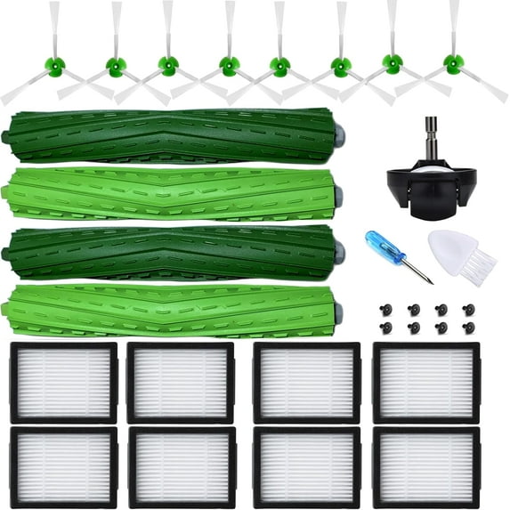 Parts accessories Compatible for iRobot Roomba e5 e6 i1 i2 i3 i4 i5 i6 i7 i8 j5 j6 j7 j8 and all Plus i e j Series Vacuum Cleaner 2 Set Roller Brushes 8 HEPA Filters 8 Side Brushes 1 caster wheel