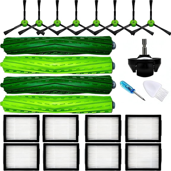 Parts accessories Compatible for iRobot Roomba e5 e6 i1 i2 i3 i4 i5 i6 i7 i8 j5 j6 j7 j8 and all Plus i e j Series Vacuum Cleaner 2 Set Roller Brushes 8 HEPA Filters 8 Side Brushes 1 caster wheel