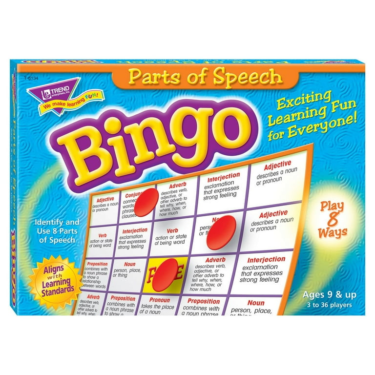 Trend Parts of Speech Bingo Game - Educational - 2 to 36 Players - 1 Each