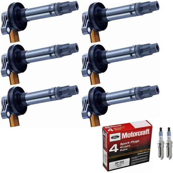 PartsDrive DG549 UF646 Ignition Coil Pack OEM & Motorcraft Spark Plug Compatible With Ecoboost Ford F150 F-150 Explorer Expedition Navigator 3.5 V6 11 12 13 14 15 16 17 18 19 20 21 22 23 24 Set of 6