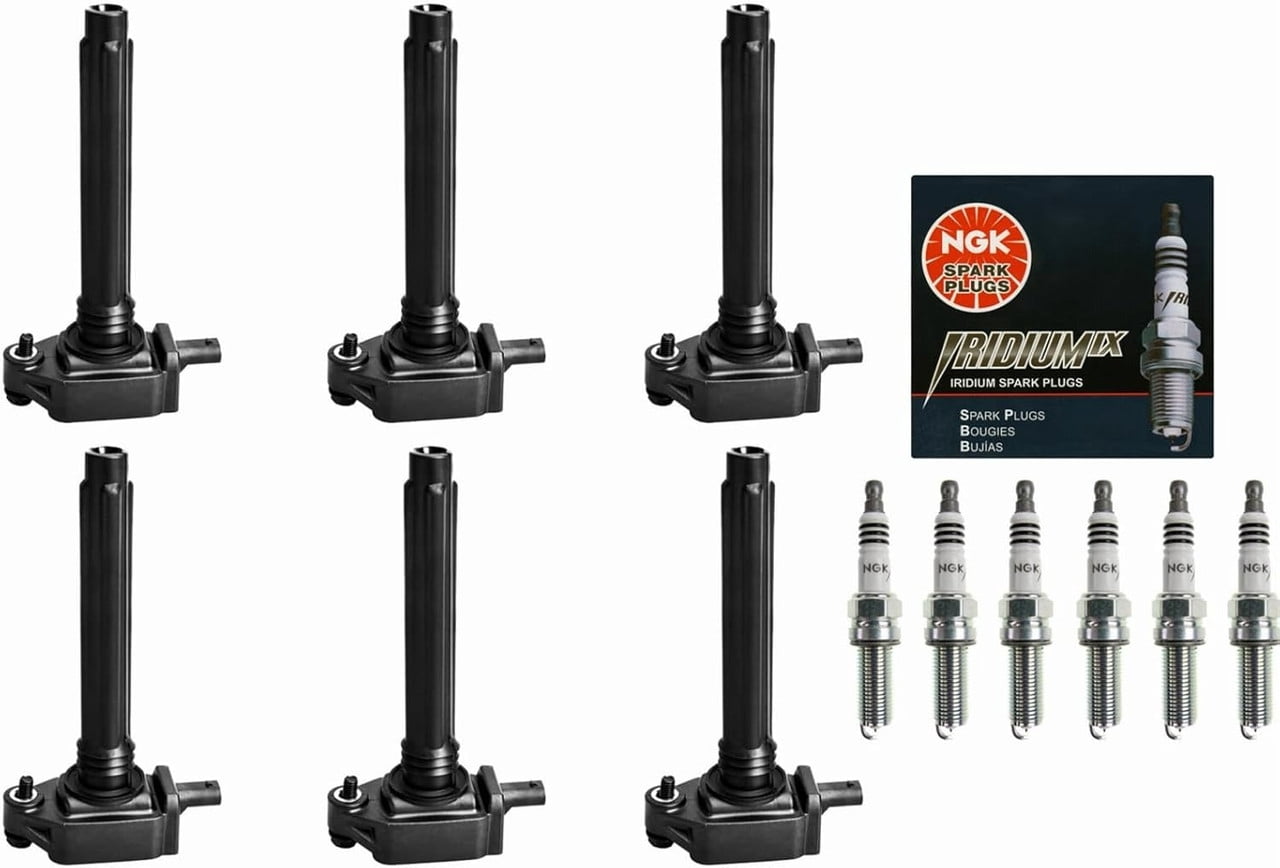 PartsDrive Ignition Coil Pack UF648 & NGK Iridium IX Spark Plug Replacement For Dodge Journey Durango Grand Caravan Jeep Wrangler Chrysler Charger 3.6 3.2 V6 11 12 13 14 15 16 17 18 19 20 Set of 6