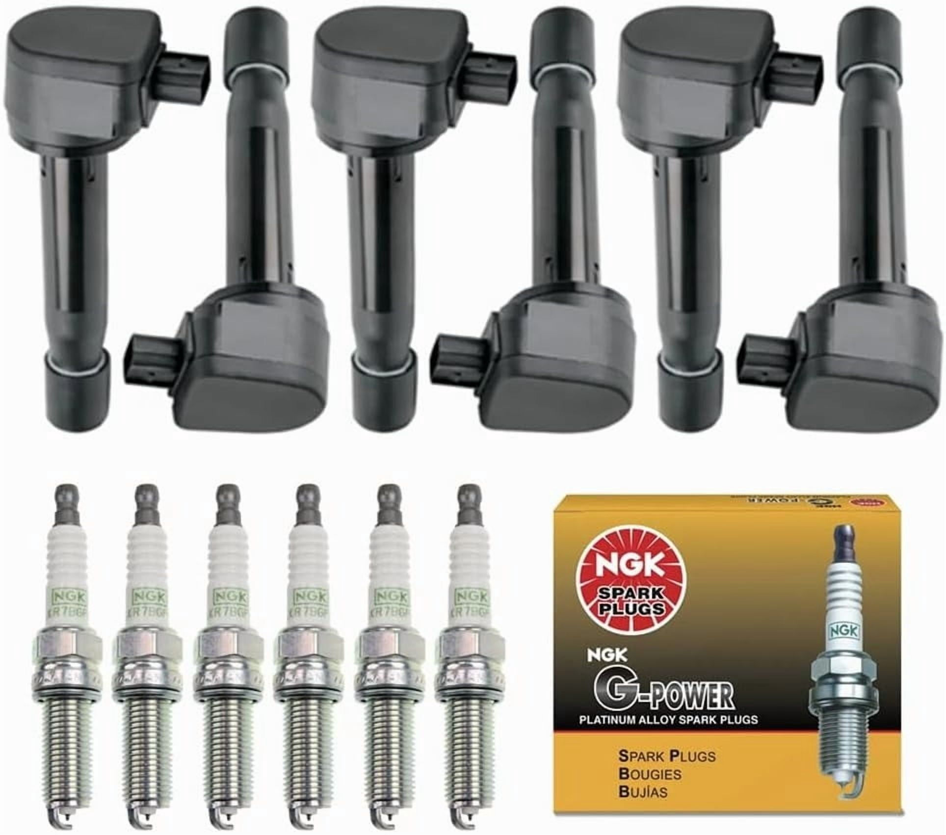 PartsDrive OEM Ignition Coil Pack & NGK G-Power Platinum Spark Plug Replacement For Honda Accord Odyssey Crosstour Acura RL TL TSX 3.5 V6 2008 2009 2010 2011 2012 2013 2014 2015 2016 2017 Set of 6