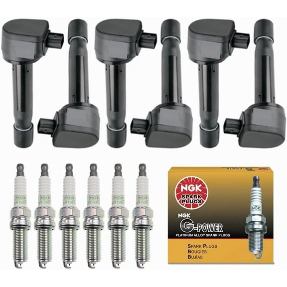 PartsDrive OEM Ignition Coil Pack & NGK G-Power Platinum Spark Plug Replacement For Honda Accord Odyssey Crosstour Acura RL TL TSX 3.5 V6 2008 2009 2010 2011 2012 2013 2014 2015 2016 2017 Set of 6
