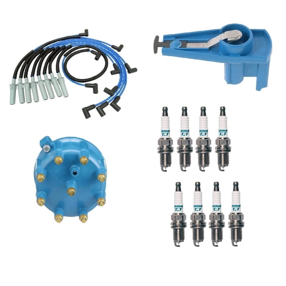 PartsDrive Tune Up Kit + Wire Set + Denso Spark Plug Blue Streak Distributor Cap Rotor Replacement For Dodge Dakota Durango Ram 1500 2500 3500 5.9 5.2 5.9L 5.2L V8 1997 1998 1999 2000 2001 2002 2003