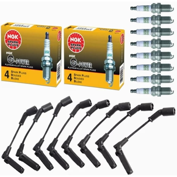 PartsDrive Wire Set & NGK G-Power Platinum Spark Plug Compatible with LS1 LS2 LS3 LS6 LS Chevy Chevrolet Silverado Tahoe Suburban GMC Sierra Cadillac 5.3 4.8 5.3 6.0 6.2 V8 for 9748UU 9748HH 9748RR