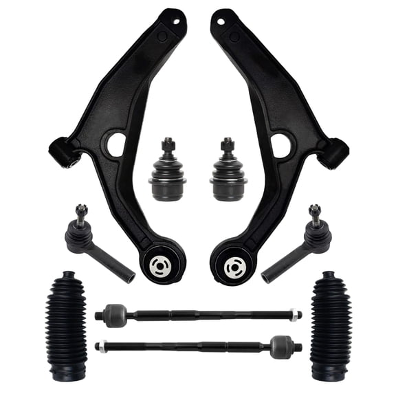 PartsW - 10 Pc Front Lower Control Arms, Outer & Inner Tie Rod Ends with Rack & Pinion Bellow Boots, Lower Ball Joints, Suspension Kit for Chrysler 200, Chrysler Sebring, Dodge Avenger
