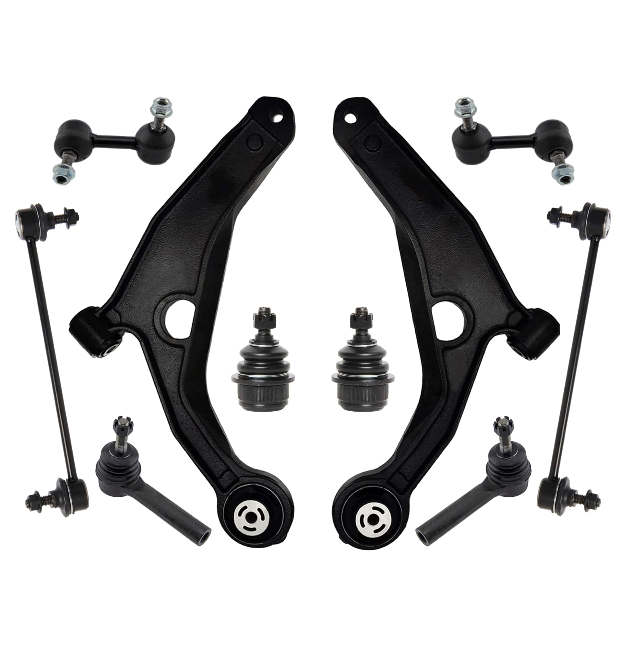 PartsW 10 Pc Front & Rear Suspension Kit Lower Ball Joints, Outer Tie
