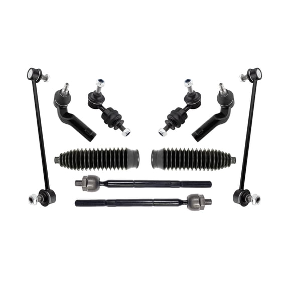 PartsW - 10 Pc Front & Rear Sway Bar End Links, Inner & Outer Tie Rod Ends, Steering Gear Bellows, Suspension Kit for Mazda 3, Mazda 3 Sport, Mazda 5
