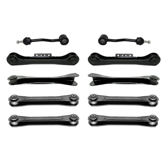 PartsW - 10 Pc Front & Rear Upper Control Arms + Front & Rear Lower Control Arms + Sway Bar End Links Fits Jeep TJ 1997-2006 All Models Jeep Wrangler 1997-2006 All Models
