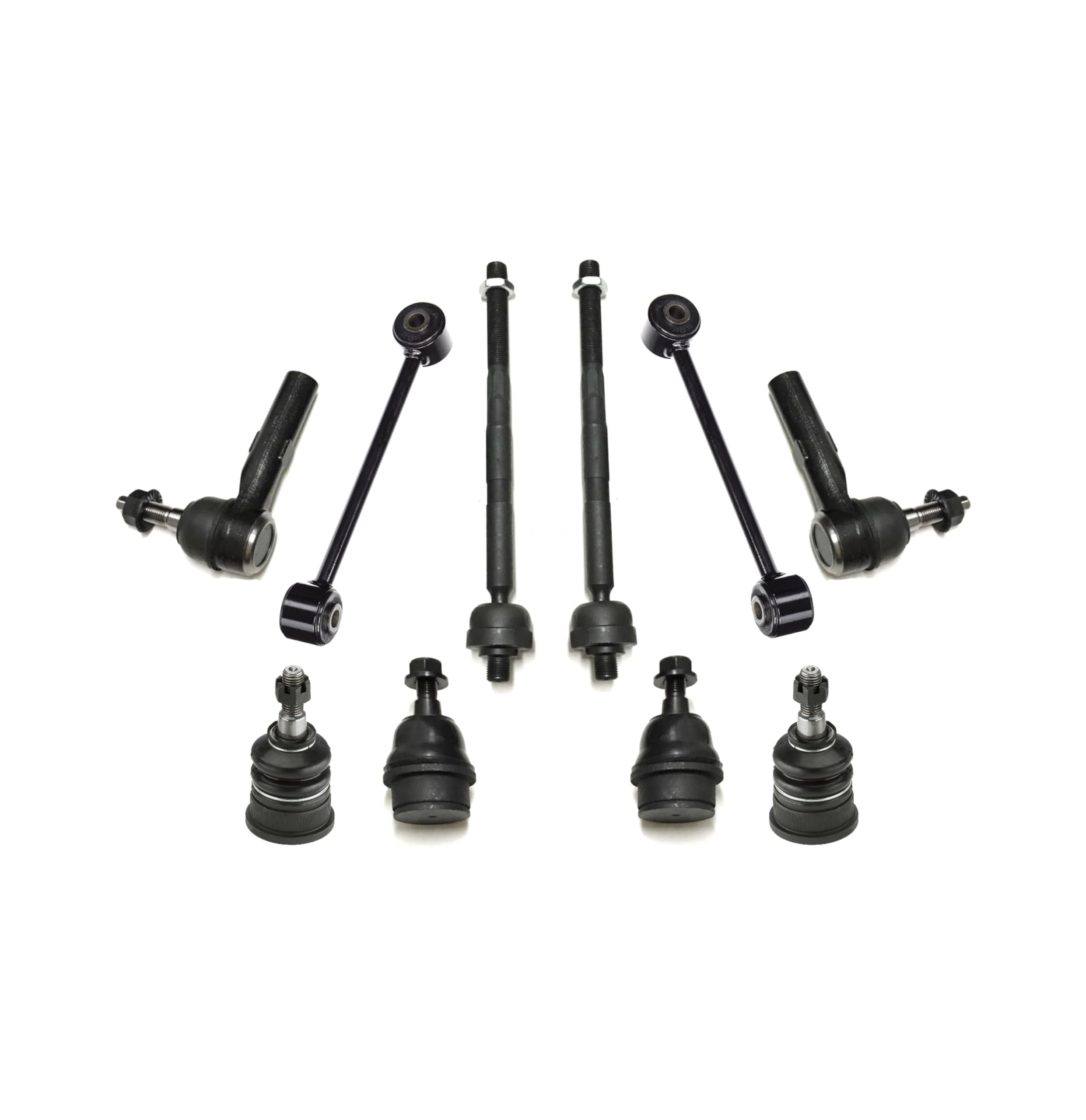 PartsW - 10 Pc Front Suspension Kit Inner & Outer Tie Rod Ends, Stabilizer Sway Bar Links, Ball Joints Upper & Lower for Jeep Commander, Jeep Grand Cherokee